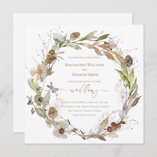 Kranzhochzeit Einladung (Vorne/Hinten)