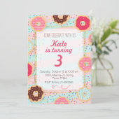 Krapfen-Geburtstags-Party Einladung (Stehend Vorderseite)