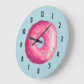 Krapfen mit rosa Zuckergusse und besprüht Große Wanduhr (Winkel)