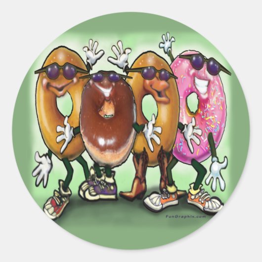 Krapfen-Party Runder Aufkleber (Vorderseite)