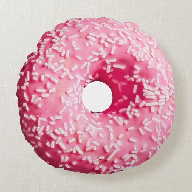 Krapfen-rosa Weiß besprüht Rundes Kissen (Vorderseite)