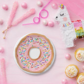 Krapfen-rosa Zuckerguss besprüht niedlichen Pappteller (Party)