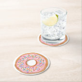 Krapfen-rosa Zuckerguss besprüht niedlichen Runder Pappuntersetzer (Vor Ort)