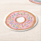 Krapfen-rosa Zuckerguss besprüht niedlichen Runder Pappuntersetzer (Angewinkelt)