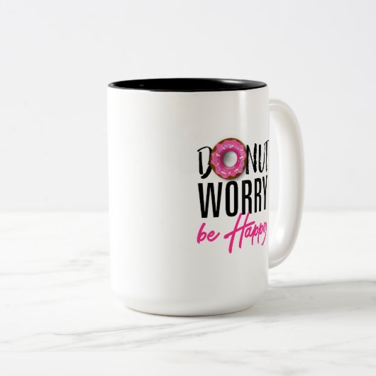 Krapfen-Sorge ist glücklich Zweifarbige Tasse (VorderseiteRechts)