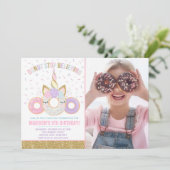 Krapfen-und Einhorn-Einladungs-Krapfen-Endglauben Einladung (Stehend Vorderseite)