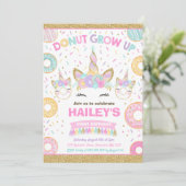Krapfen und Unicorn-Einladungs-Krapfen wachsen Einladung (Stehend Vorderseite)