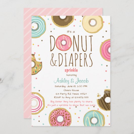 Krapfen und Windeln besprühen Einladung (Vorne/Hinten)