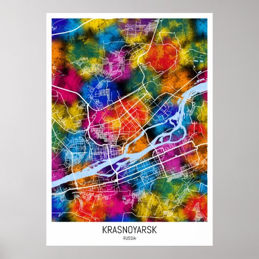 Krasnojarsk Russland Stadt Karte Poster (Vorne)