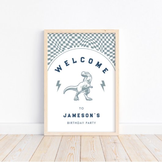 Krass Boys Dinosaurier Blue Geburtstag Willkommen Poster