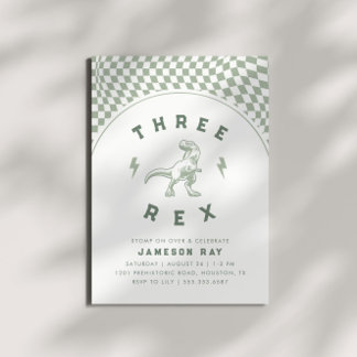 Krass Dinosaurier Three Rex Boys Green Geburtstag Einladung