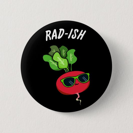 Krass-Funny Gemüse Radish Pun Dark BG Button (Vorderseite)
