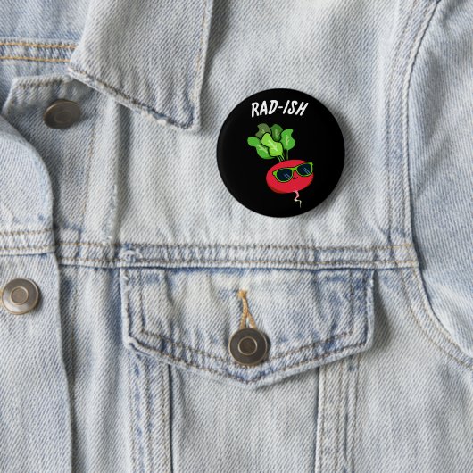 Krass-Funny Gemüse Radish Pun Dark BG Button (Beispiel)