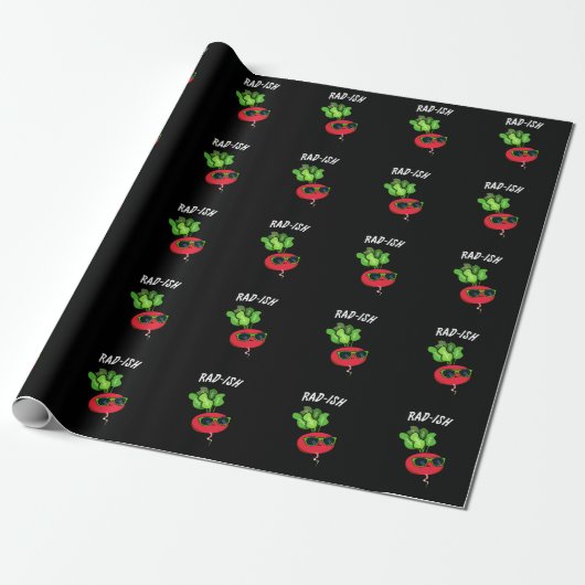 Krass-Funny Gemüse Radish Pun Dark BG Geschenkpapier (Ungerollt)