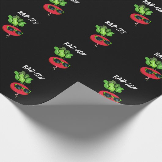 Krass-Funny Gemüse Radish Pun Dark BG Geschenkpapier (Ecke)