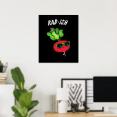 Krass-Funny Gemüse Radish Pun Dark BG Poster (Heimbüro)