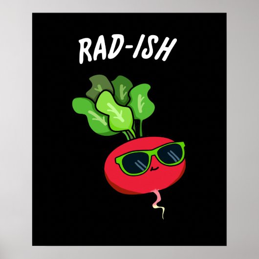 Krass-Funny Gemüse Radish Pun Dark BG Poster (Vorne)