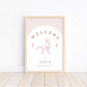 Krass Girls Dinosaur Pink Geburtstag Willkommen Poster