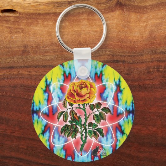 Krasse Krasse Rose Schlüsselanhänger (Rückseite)