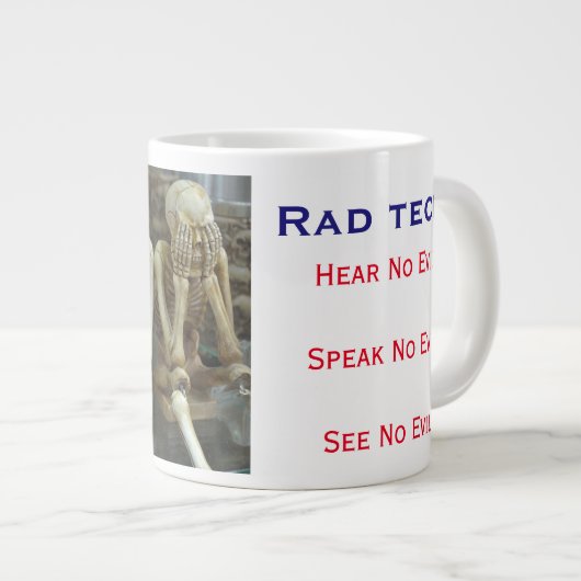 Krasse Lehrer hören kein Böse, sprechen kein Böse, Jumbo-Tasse (Vorderseite Rechts)