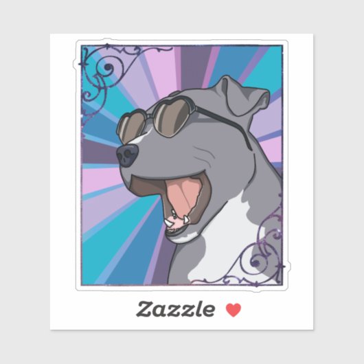 Krasse Pit Bull Tragende Sonnenbrille Aufkleber (Blatt)