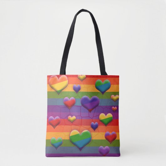 Krasse Regenbogenkeile Striptes Retro Fun Muster Tasche (Vorderseite)