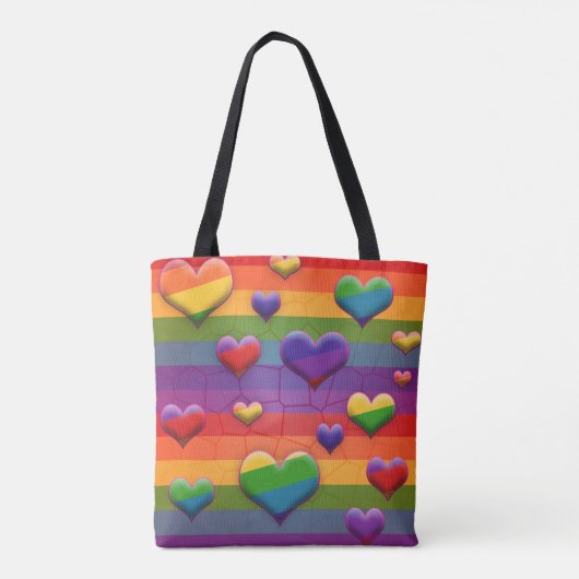 Krasse Regenbogenkeile Striptes Retro Fun Muster Tasche (Rückseite)