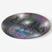 Krasse retro psychedelische Disco-Geburtstagsfeier Pappteller (Schrägansicht)