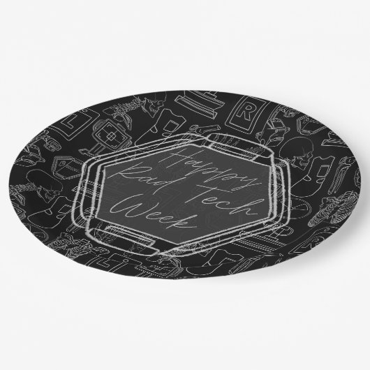 Krasse Tech-Woche Pappteller (Schrägansicht)