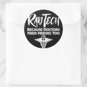 Krasse Technik, weil Ärzte auch Helden brauchen Runder Aufkleber (Tasche)