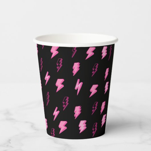 Krassen ZWEI der Knochen, Mädchen rosa Blitzschlag Pappbecher (Rückseite)