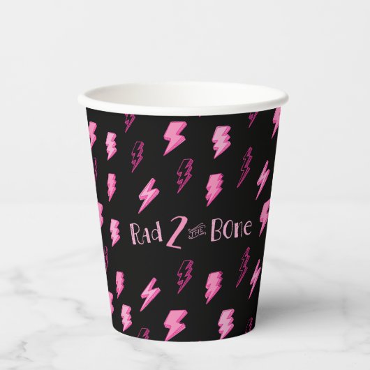 Krassen ZWEI der Knochen, Mädchen rosa Blitzschlag Pappbecher (Vorderseite)