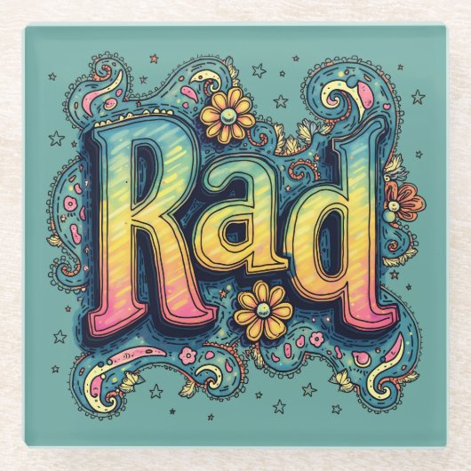 Krasser 70er Groovy Psychedelic Ästhetik Glasuntersetzer (Vorderseite)