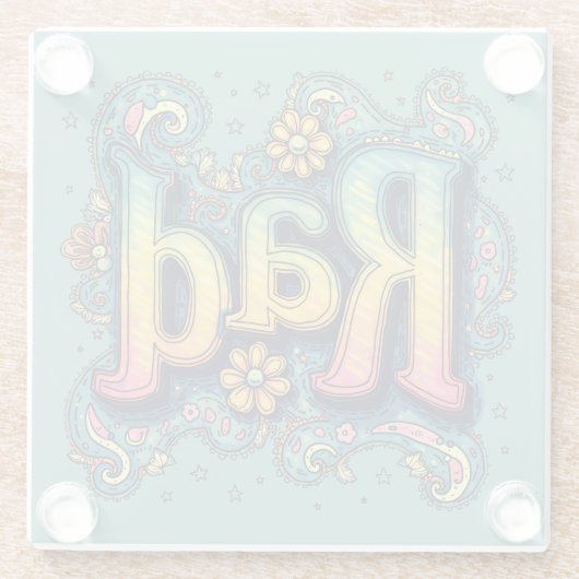 Krasser 70er Groovy Psychedelic Ästhetik Glasuntersetzer (Rückseite)