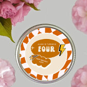 Krasser Cooler Typ | Boys Retro Checkered 4. Gebur Runder Aufkleber