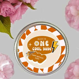 Krasser Cooler Typ   Boys Retro überprüft Geburtst Runder Aufkleber