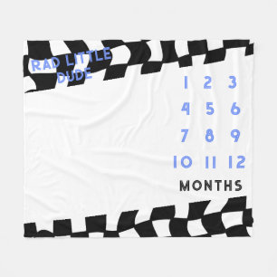 "Krasser kleiner Typ" Karo Milestone Fleece Blanke