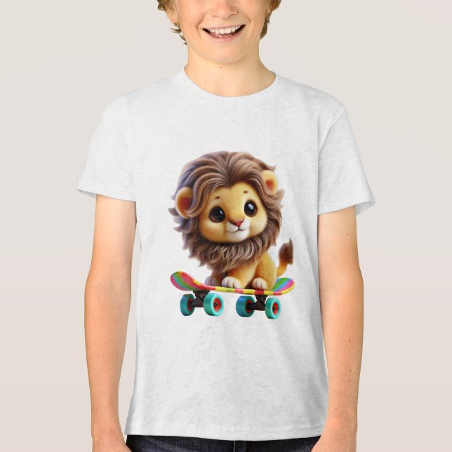 Krasser Löwe an einer Rolle Tri-Blend Shirt (Vorderseite)