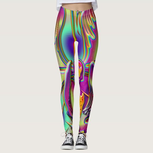 Krasser Regenbogen-Posh Blumen-Flair-abweichende Leggings (Vorderseite)