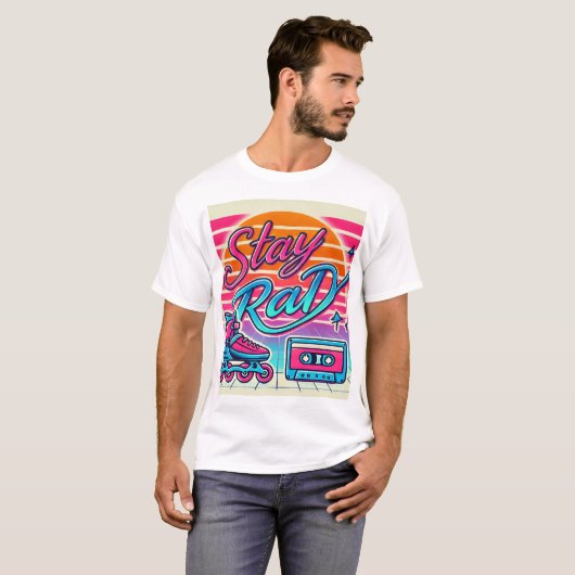 Krasser Retro 80er Roller Skate und Kassette bleib T-Shirt (Vorne ganz)