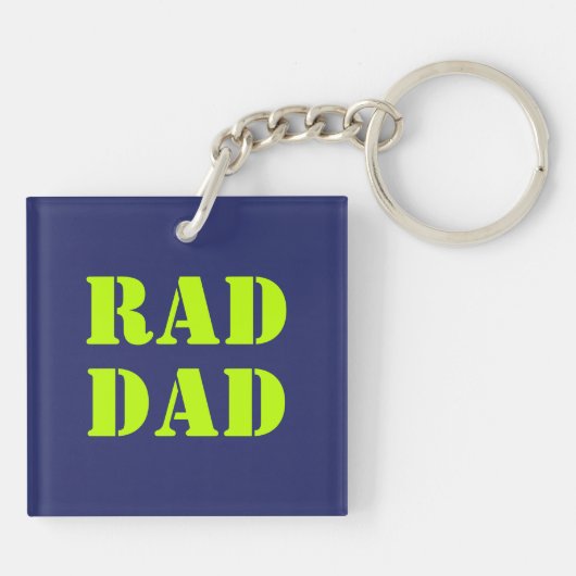 Krasser Vater Neon grün Marineblau moderne Typogra Schlüsselanhänger (Rückseite)