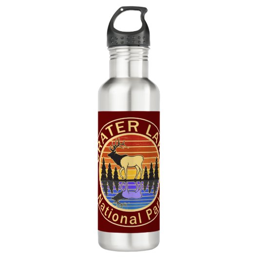 Krater Lake National Park Elch Edelstahlflasche (Vorderseite)