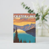Krater Lake National Park Illustrationsretro Postkarte (Stehend Vorderseite)