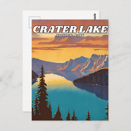 Krater Lake National Park Illustrationsretro Postkarte (Vorne/Hinten)