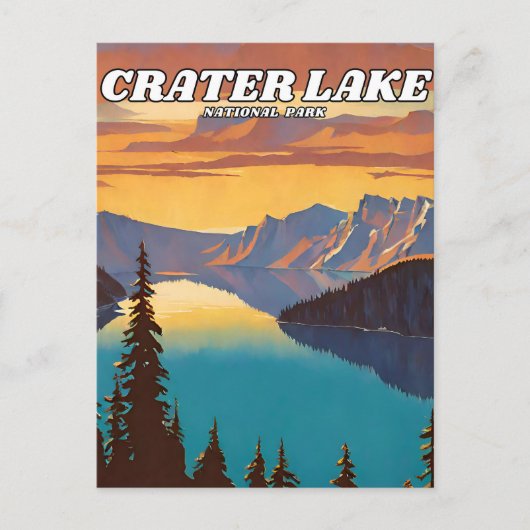 Krater Lake National Park Illustrationsretro Postkarte (Vorderseite)