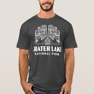 Krater Lake National Park Retro Bird Wordmark Whit T-Shirt