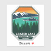 Krater Lake Nationalpark Elk Retro Kompass Emblem Aufkleber (Blatt)