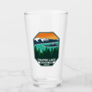 Krater Lake Nationalpark Elk Retro Kompass Emblem Glas