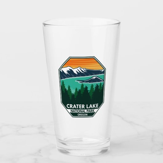 Krater Lake Nationalpark Elk Retro Kompass Emblem Glas (Vorderseite)