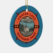 Krater Lake Nationalpark Elk Retro Kompass Emblem Keramik Ornament (Rechts)